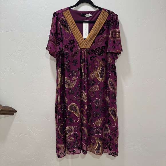 NWT Piper & Scoot The Albie Burnout Velvet Dress in Purple Women's XXL Purple - Picture 9 of 16